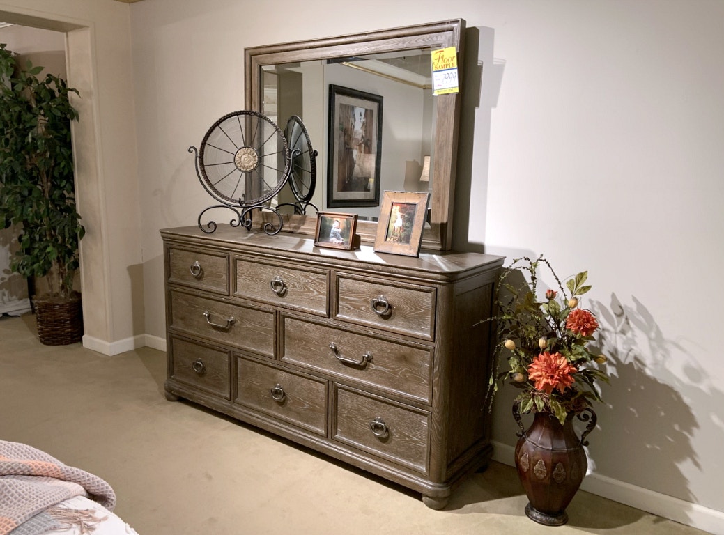 Bernhardt Rustic Patina 6 pc. King Bedroom Set in Peppercorn Finish Discontinued